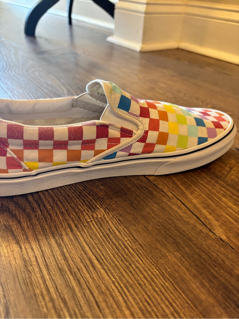 Vans Slip-On Checkerboard Sneakers in Rainbow Colors - Picture 4 of 11